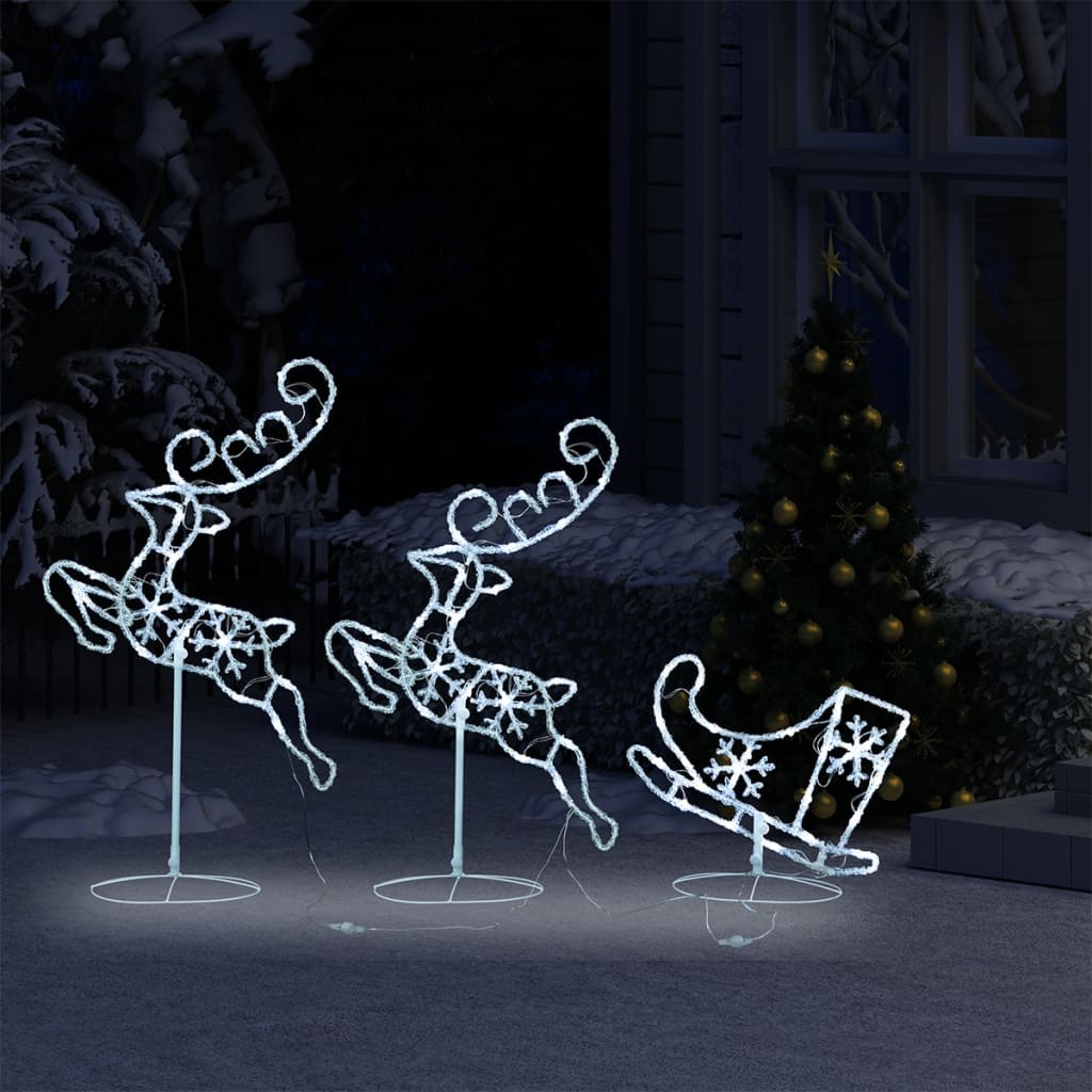 vidaXL Christmas Decoration Reindeer and Sleigh Christmas Lighting Acrylic