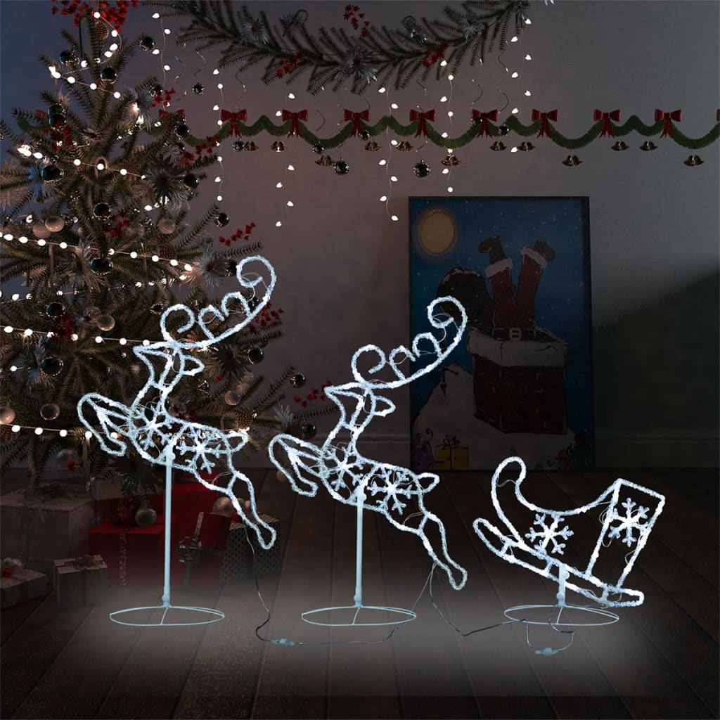vidaXL Christmas Decoration Reindeer and Sleigh Christmas Lighting Acrylic