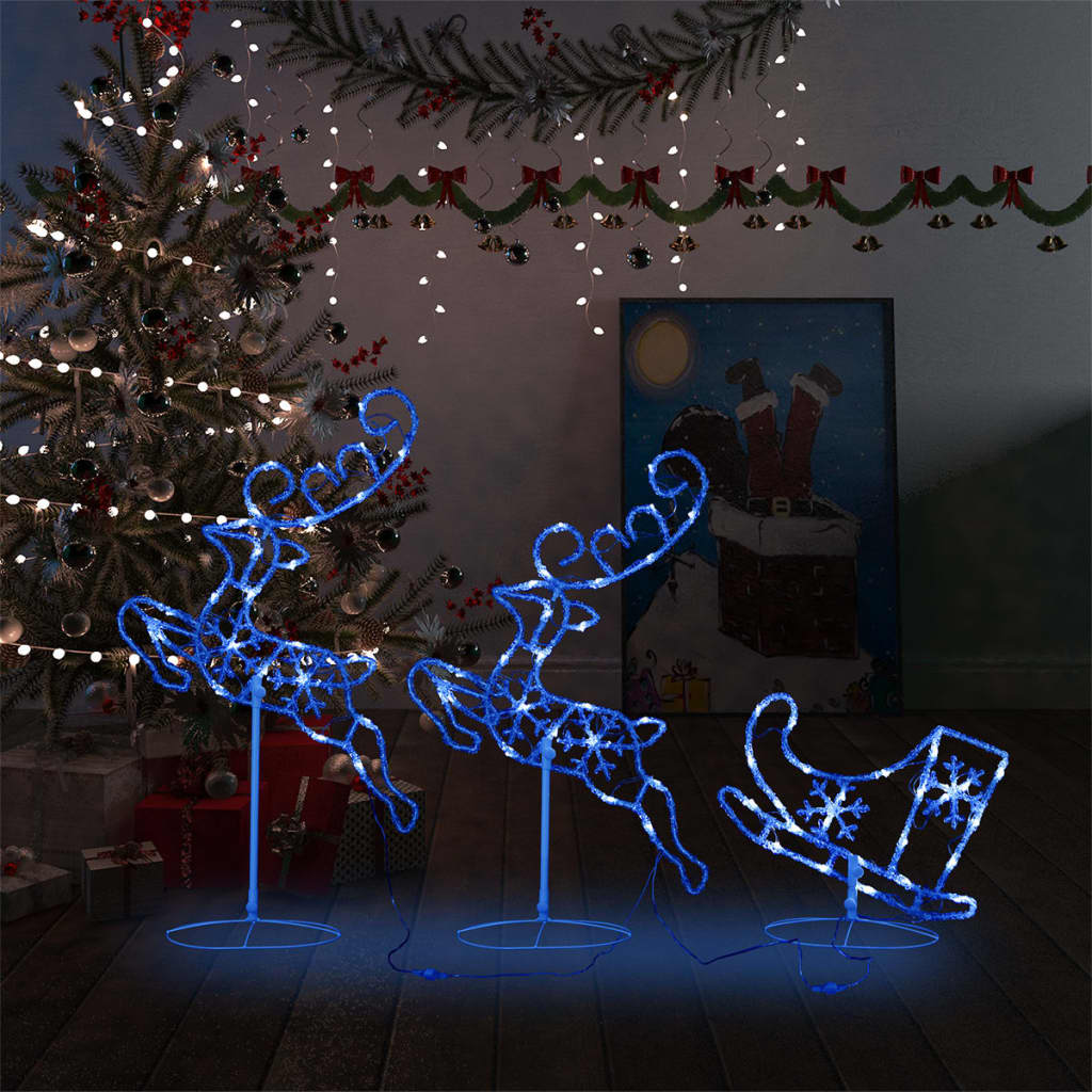 vidaXL Christmas Decoration Reindeer and Sleigh Christmas Lighting Acrylic