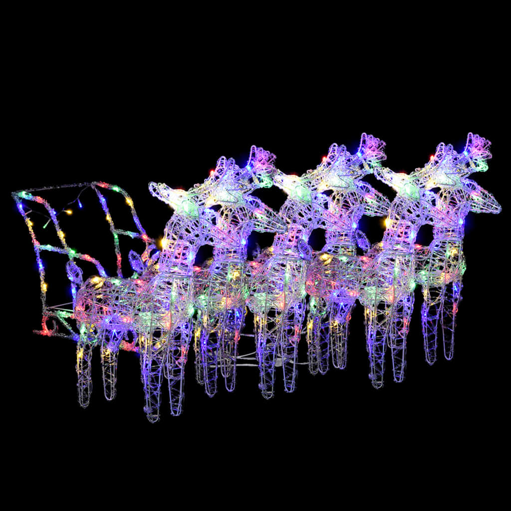 vidaXL Christmas Decoration Lighted Reindeer and Sleigh with LEDs Acrylic