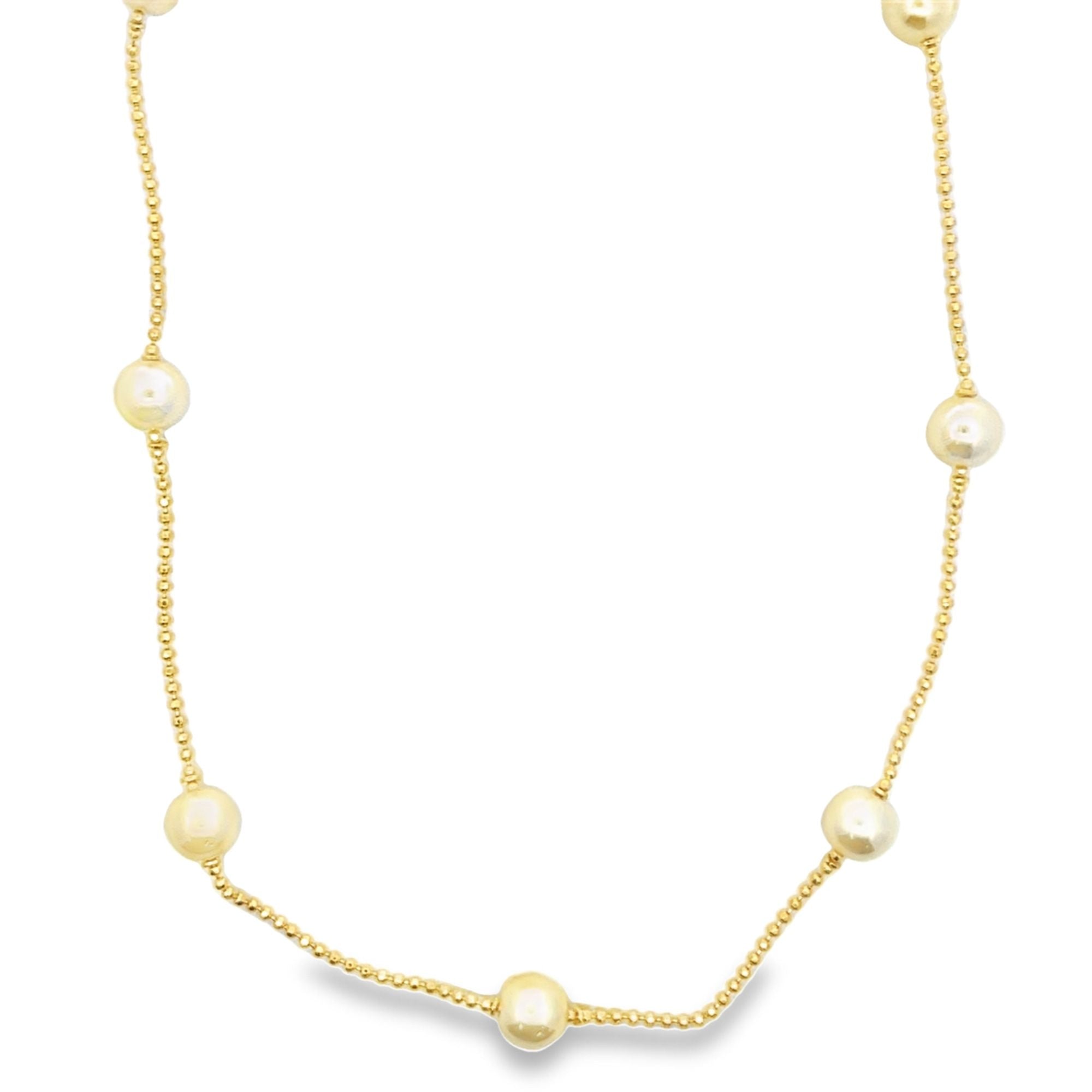 Ball Chain With 8mm Synthetic Pearls Necklace (F250)