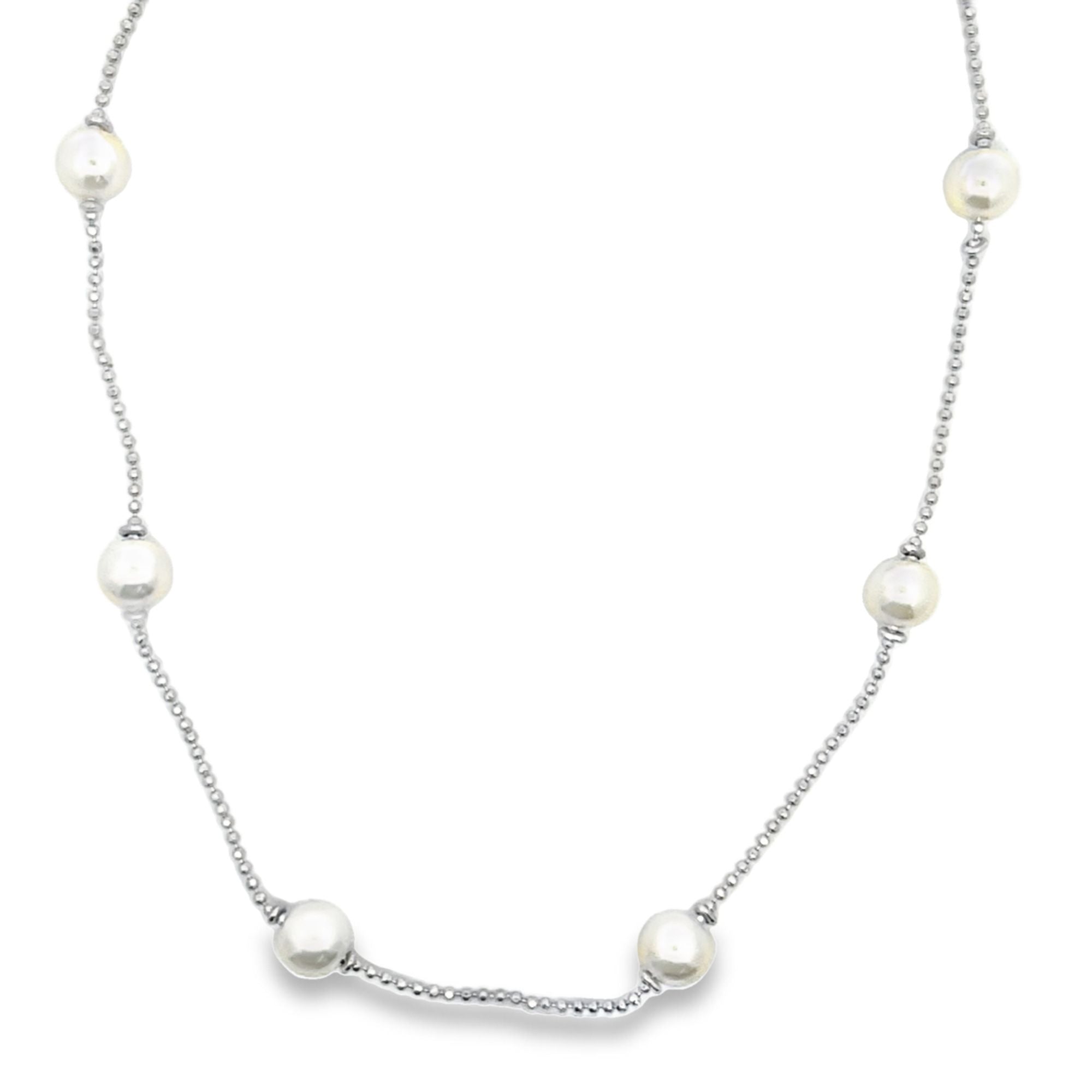 Ball Chain With 8mm Synthetic Pearls Necklace (F250)